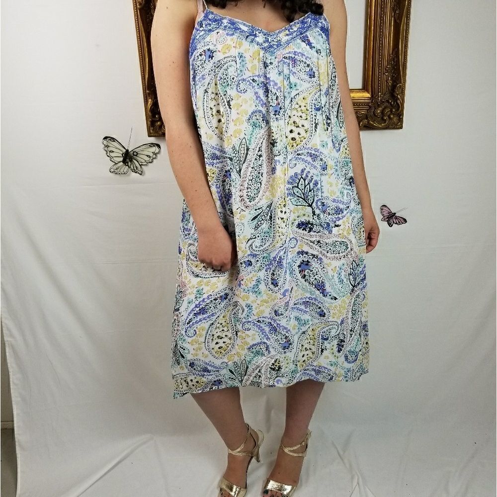 Lucky brand boho paisley embroidered lip dress